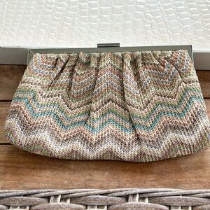 Bijou Brigitte Woven Chevron Pattern VTG Clutch Bag